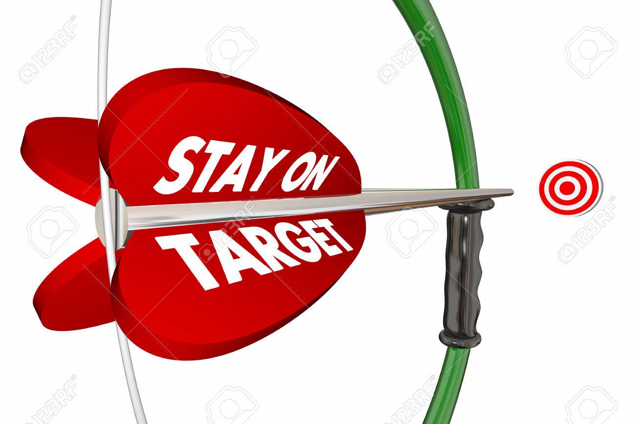 stay on target aim focus success bow arrow 3d illustration stock