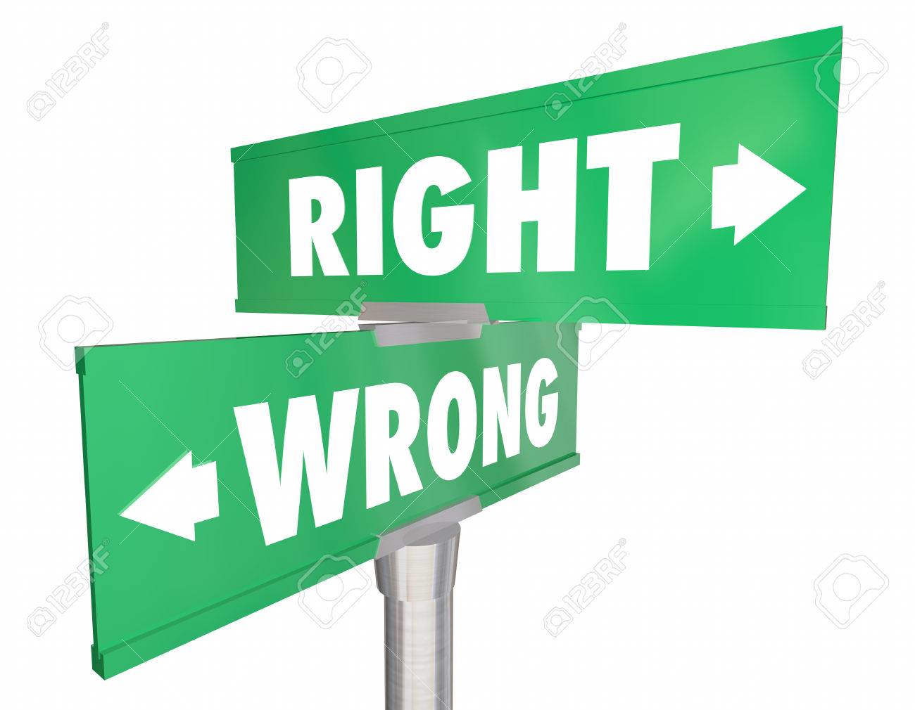 right vs wrong correct way route direction signs 3d illustration