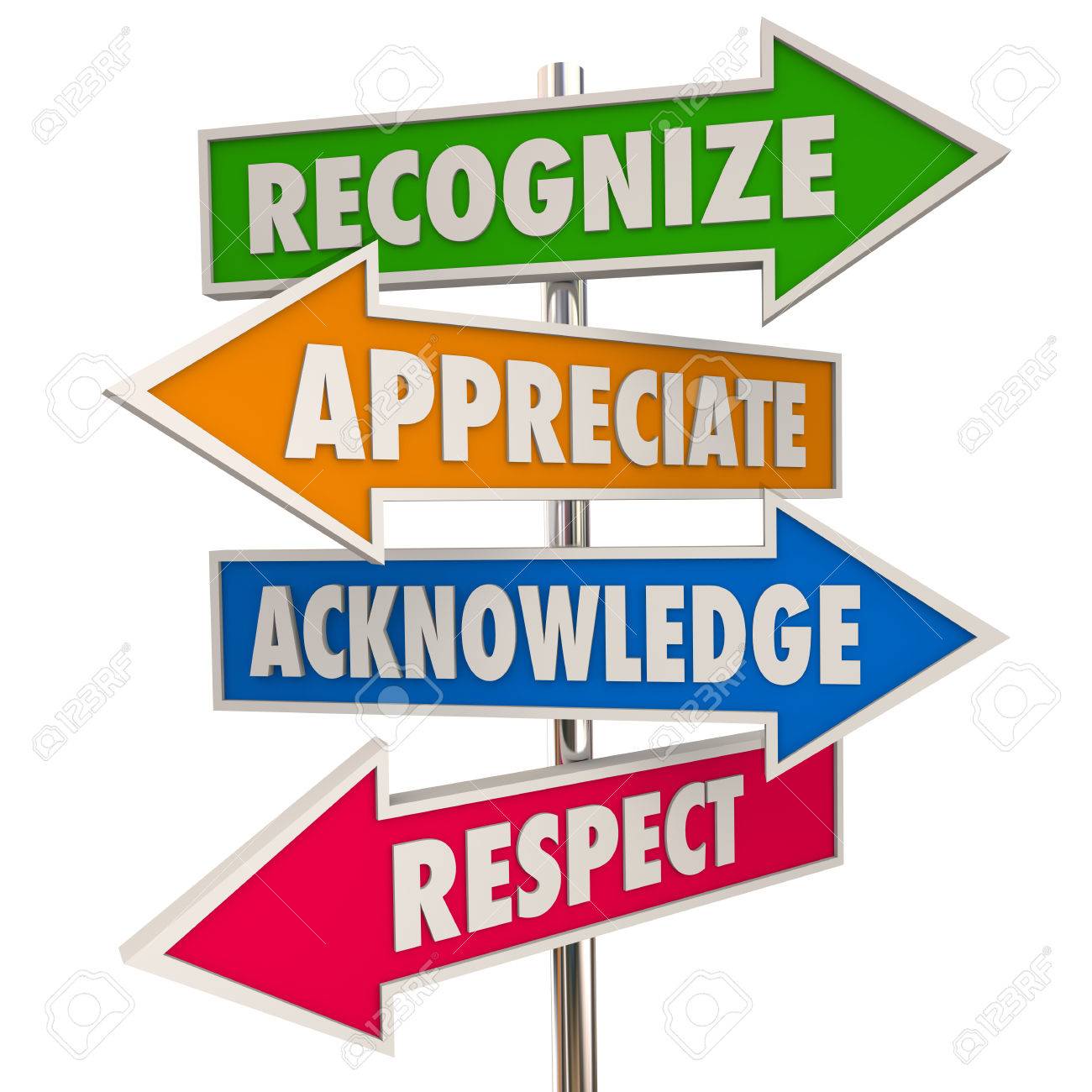 recognize appreciation acknowledge respect signs 3d illustration