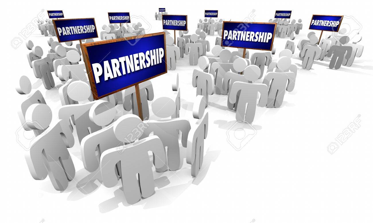 partnership groups people signs working together 3d illustration