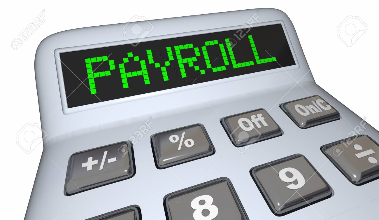 payroll calculator staff employees salary 3d illustration stock