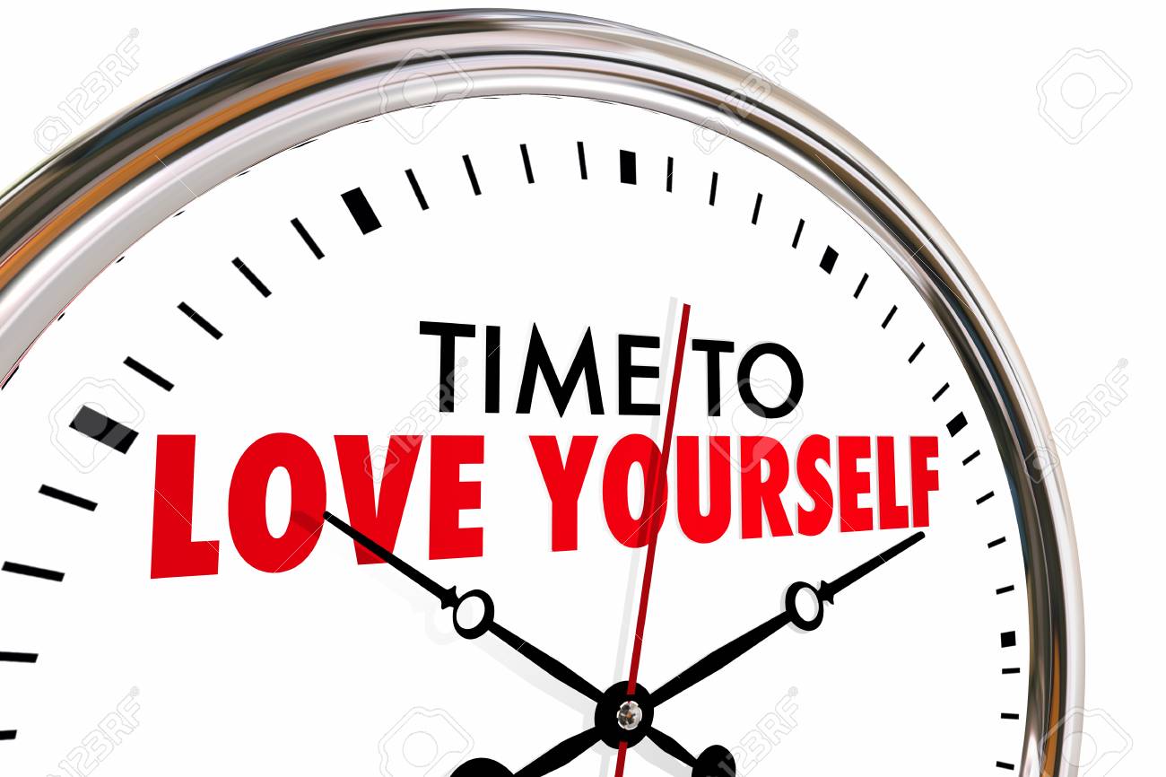 自分を愛する時間 時計の言葉 自己愛の3dイラスト の写真素材 画像素材 Image