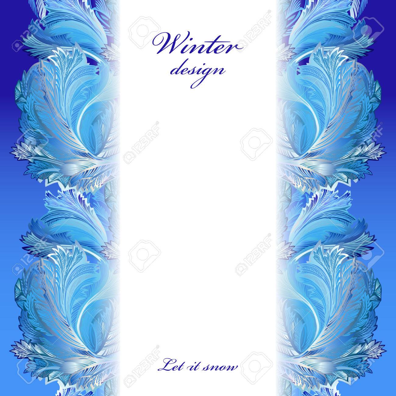 冬季休業青霜背景 雪霜の霜氷で垂直挨拶バナー 冬の休日テンプレートの青 水色と白のデザイン ガラス装飾を凍結します ベクトル ストック イラスト の イラスト素材 ベクタ Image