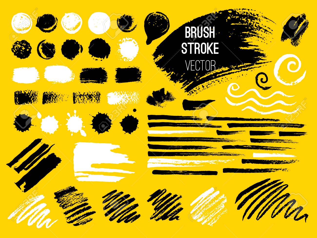 set stroke spot blod brush pen marker chalk vector distressed