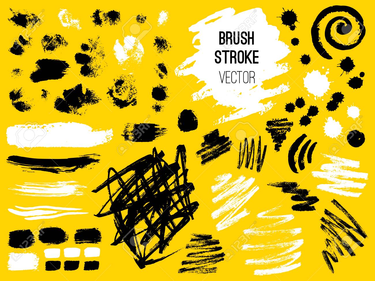 set stroke spot blod brush pen marker chalk vector distressed