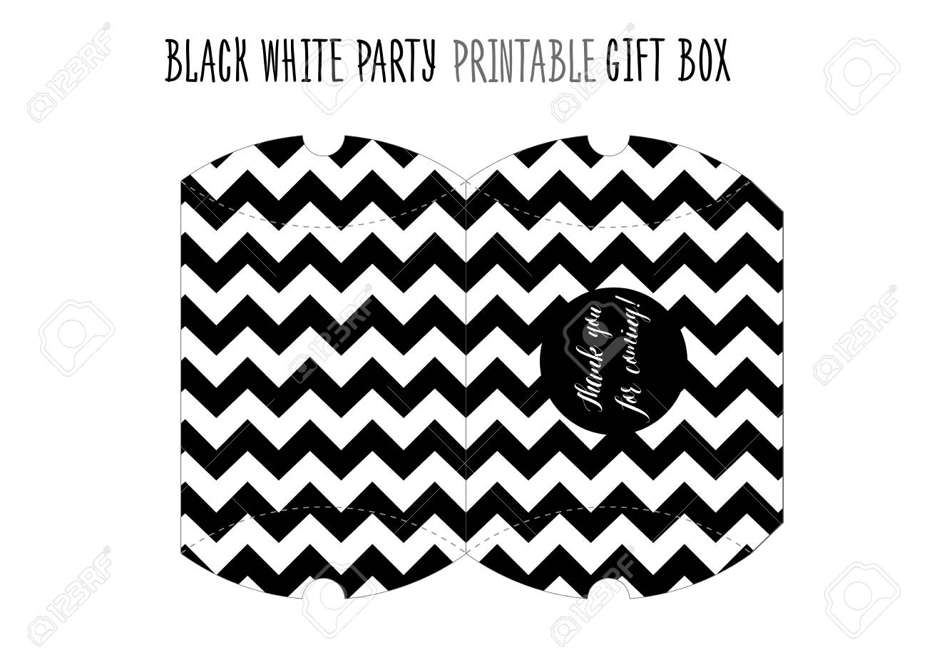 Printable reward box for Black and white Celebration. Do-it-yourself minimize out. photo regarding Printable Gift Box titled Printable reward box for Black and white Bash. Selfmade reduce out.