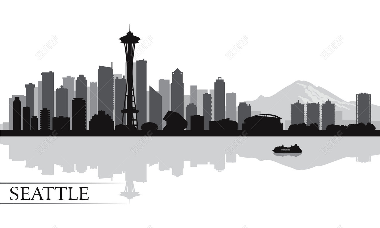 Seattle city skyline silhouette background, vector illustration - 26592713 Seattle city skyline silhouette background, vector illustration - 26592713