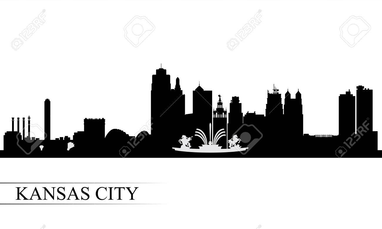 カンザス シティ スカイライン シルエット背景、ベクトル イラスト の