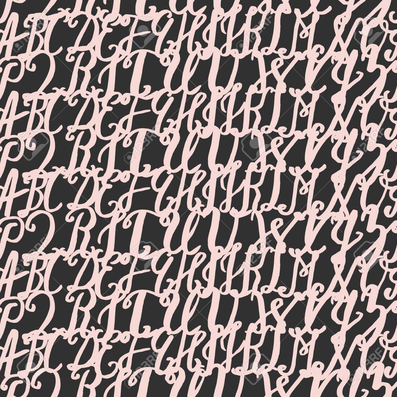 Patron Sin Fisuras Con El Alfabeto Dibujado A Mano Imitacion De