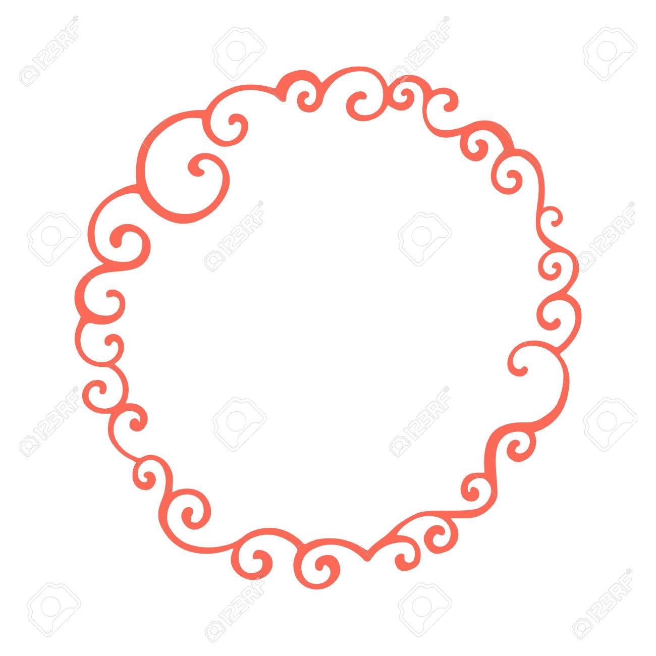 hand drawn curly doodle frame template for your design royalty free