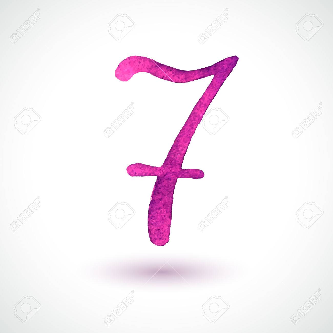 Number 7 Painted With Watercolor And Brush On White Background Vector  Illustration Royalty Free SVG, Cliparts, Vectors, and Stock Illustration.  Image 26017974., image size:1300x1300