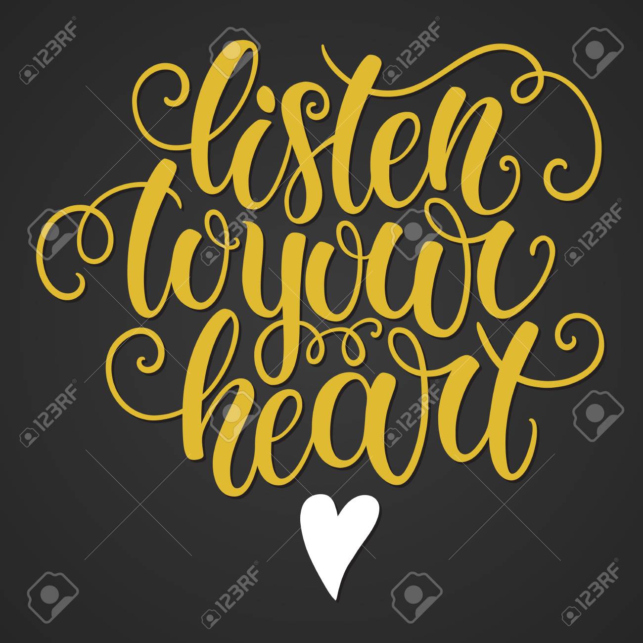 Escucha A Tu Corazon La Mano De Fondo Letras Del Doodle Cita De La Inspiracion Plantilla De La Tarjeta De Diseno Puede Ser Utilizado Para El Sitio Web De Fondo Cartel Impresion