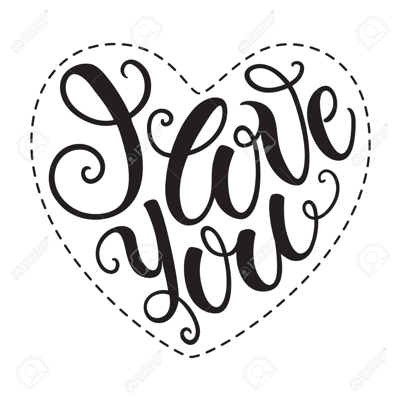 i love you doodle heart shaped hand lettering romantic background