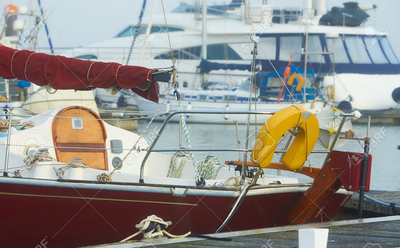 Beautiful Sail Of Old Yacht Near Pier Stock Photo Picture And Royalty Free Image Image