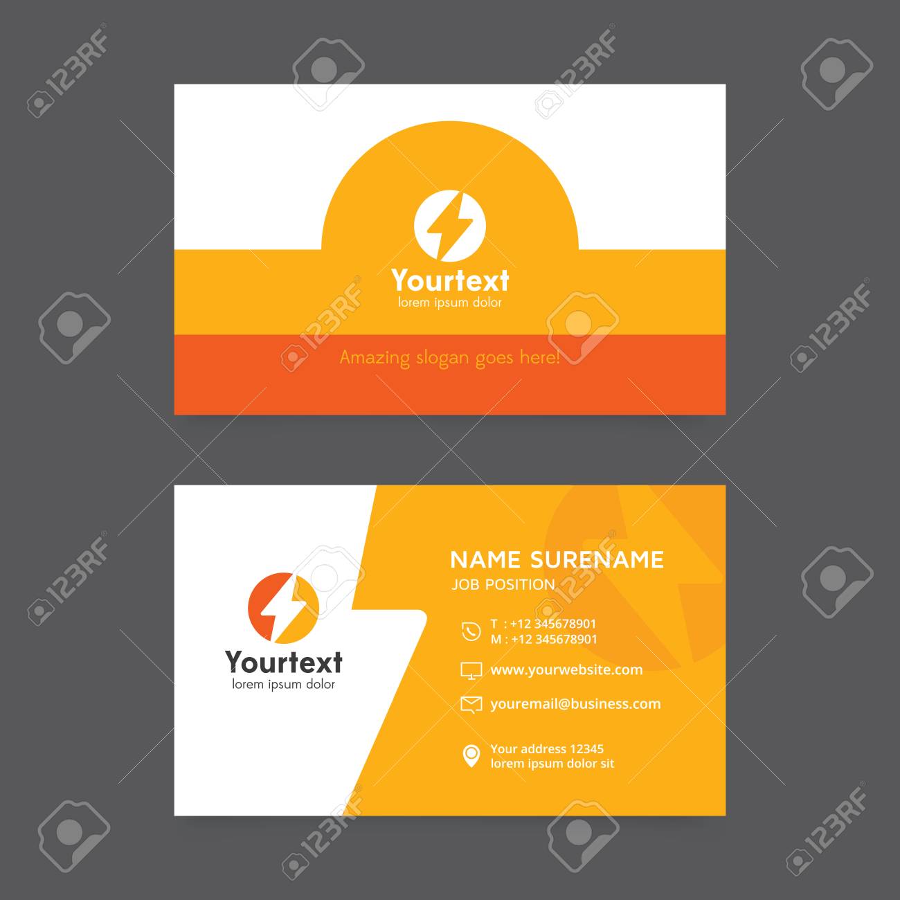 creative business card in yellow and orange color vector modern business card tem