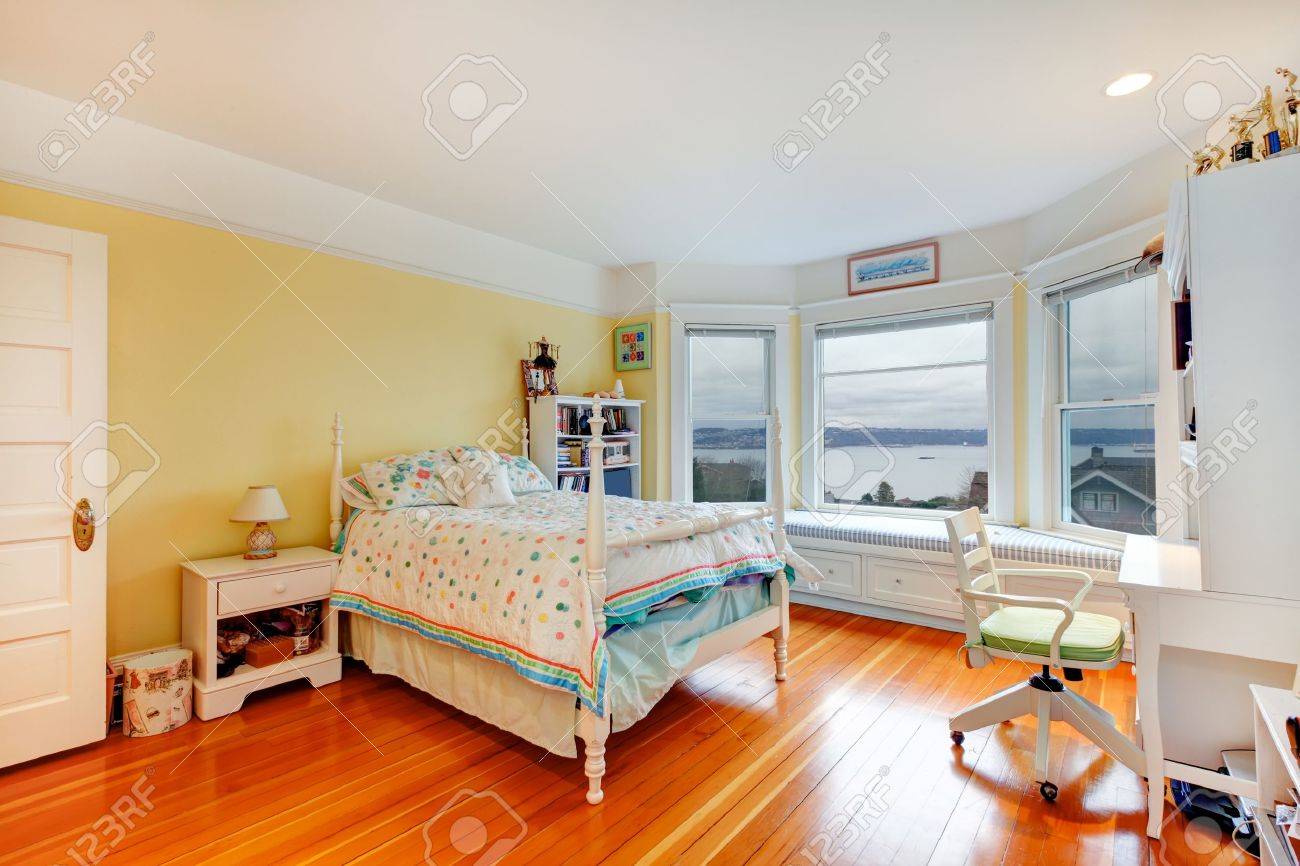 tennage girl yellow bedroom interior with white furniture and tennage girl yellow bedroom interior with white furniture and