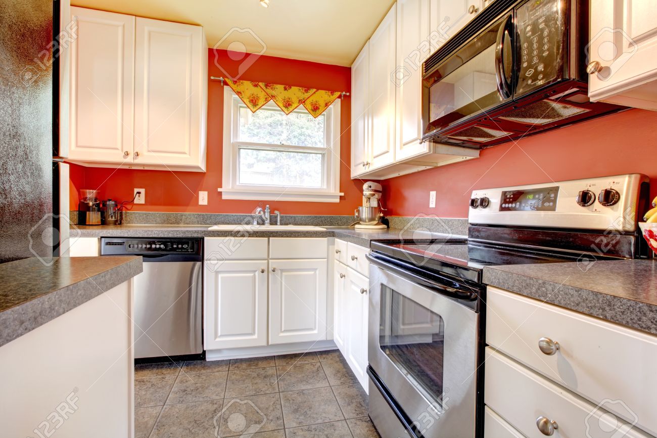 Small Kitchen Room With Concrete Tile Floor