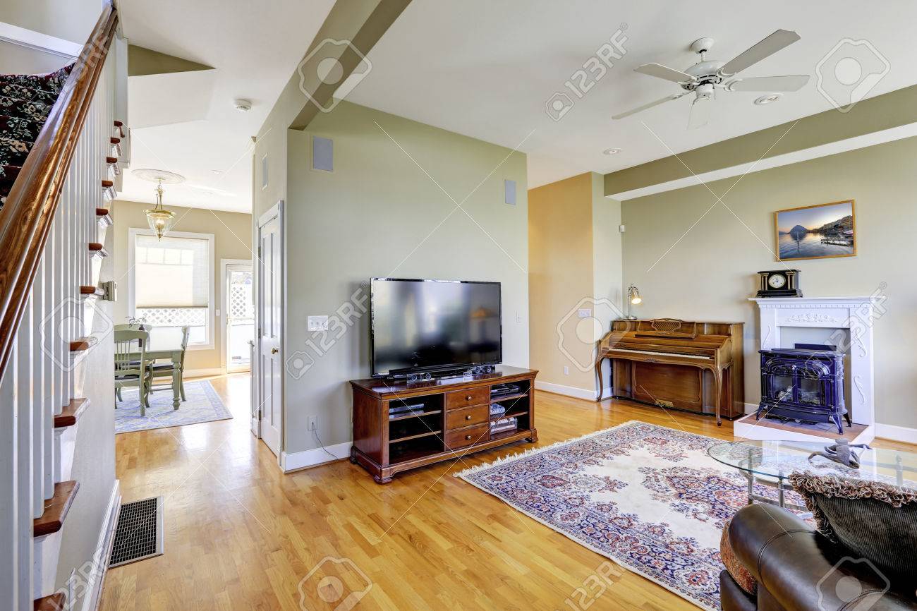 Living Room With Fireplace Piano And Tv Stock Photo Picture And Royalty Free Image Image 30283378