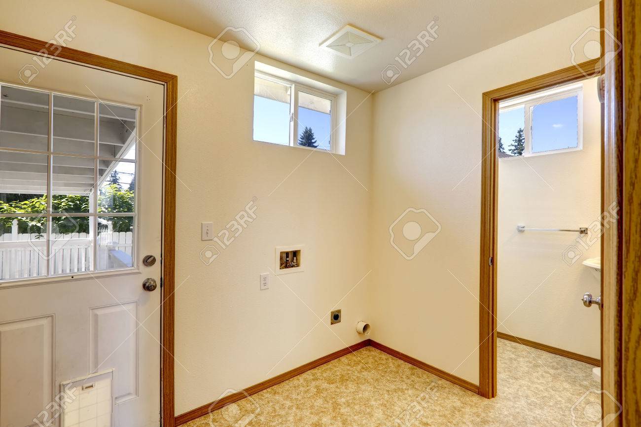 empty house interior in soft ivory color and linoleum. stock photo empty house interior in soft ivory color and linoleum. stock photo