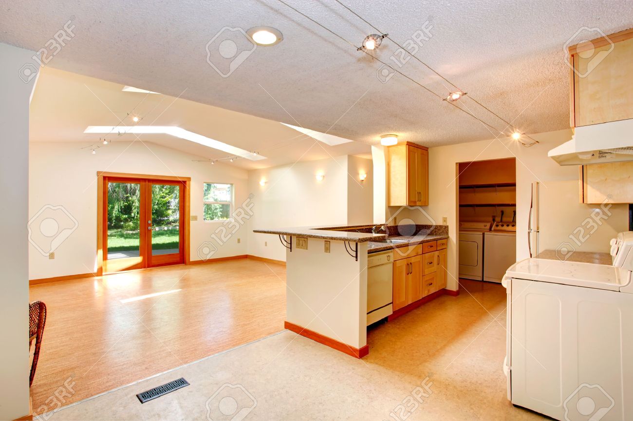 empty house interior with open floor plan. living room with empty house interior with open floor plan. living room with