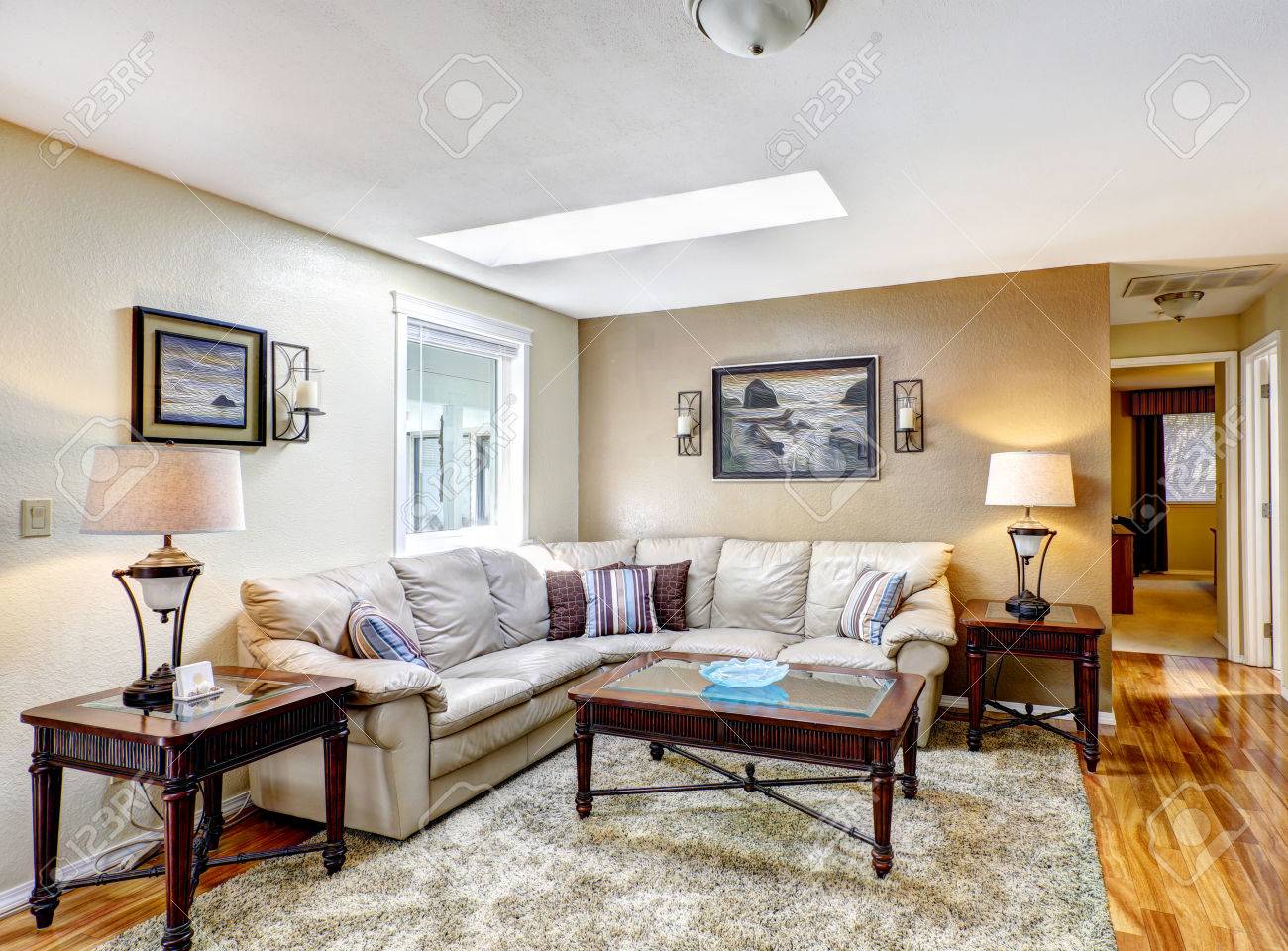 Classic Living Room Interior With Leather Couch Coffee Table Stock Photo Picture And Royalty Free Image Image 31273702