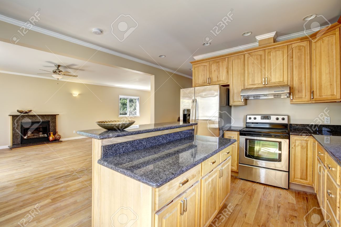 Kitchen Area In Empty House Kitchen Island With Granite Top Stock Photo Picture And Royalty Free Image Image 31658773