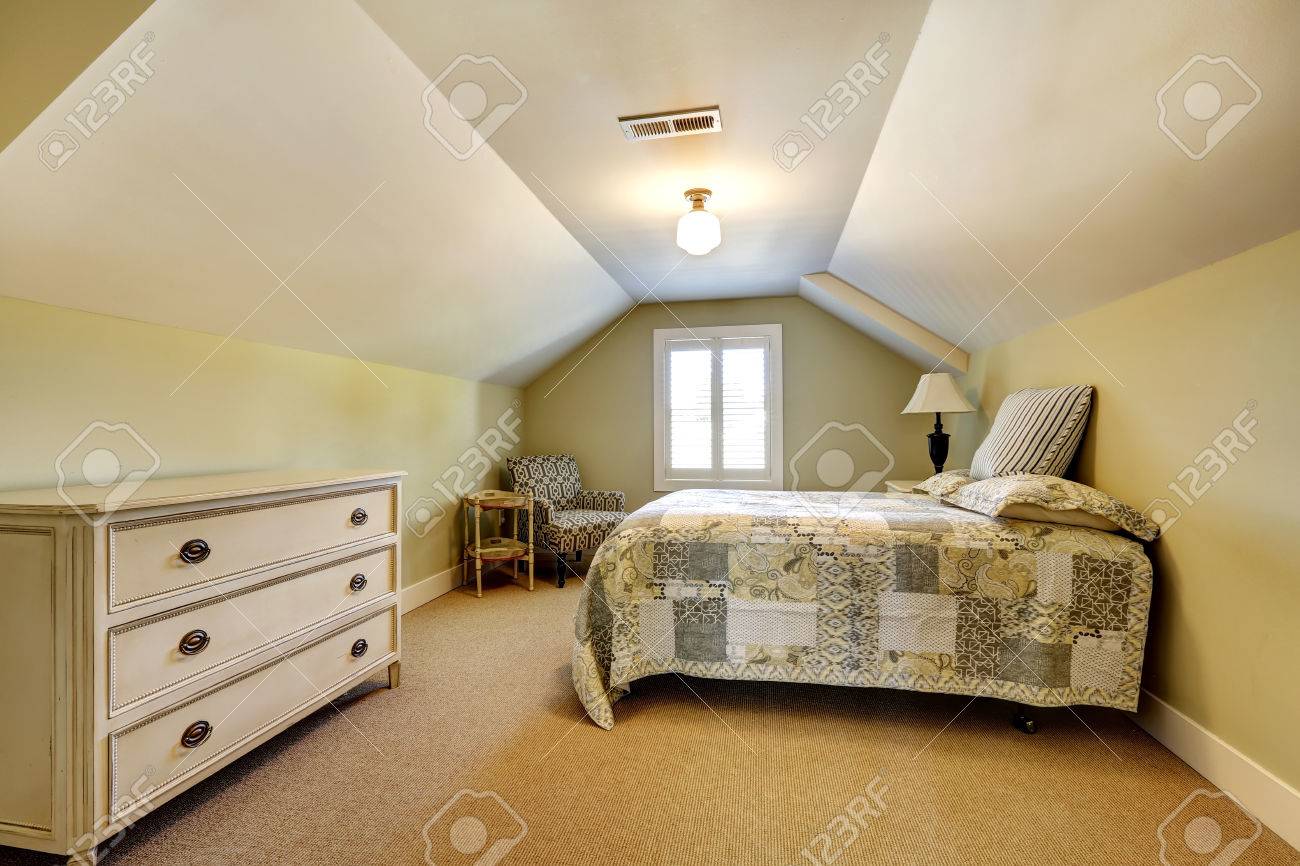 Simple Bedroom With Single Bed simple bedroom interior with vaulted ceiling. single bed with Simple Bedroom With Single Bed simple bedroom interior with vaulted ceiling. single bed with