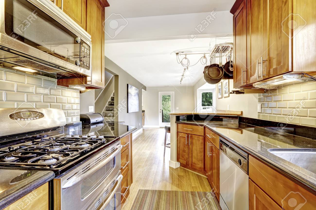 Practical Kitchen Room Interior Cabinets Steel Appliances