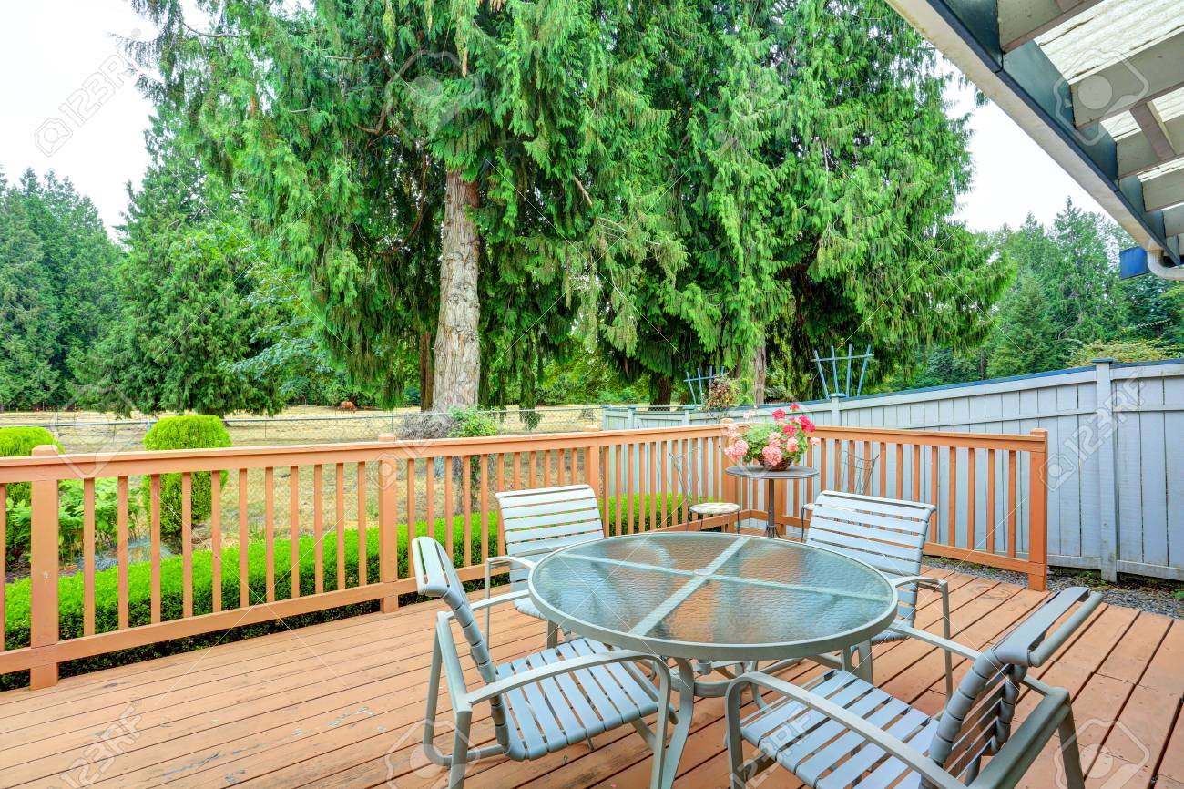 View Of Walkout Deck With Patio Furniture House Exterior In