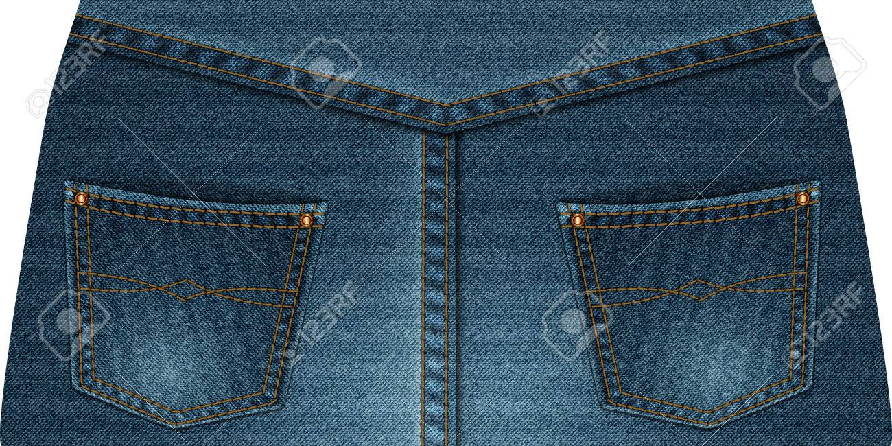 2 つの後部デニム ポケット付き ジーンズ背面します ベクトル イラスト のイラスト素材 ベクタ Image