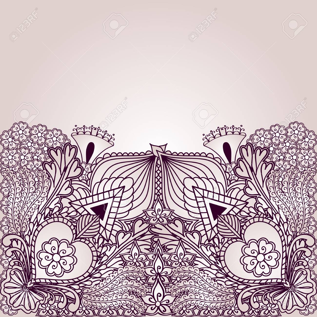 Background With Elements Of Tribal Style Designs Henna Mehndi It Can Be Used As Greeting Card Or Invitation Style Boho Vector Illustration Royalty Free Cliparts Vectors And Stock Illustration Image 54016624