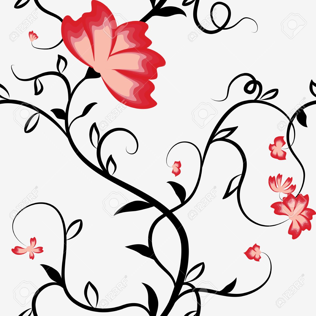 Sin Patron Con Flores Entrelazadas Enredadera Negro Tallos Y