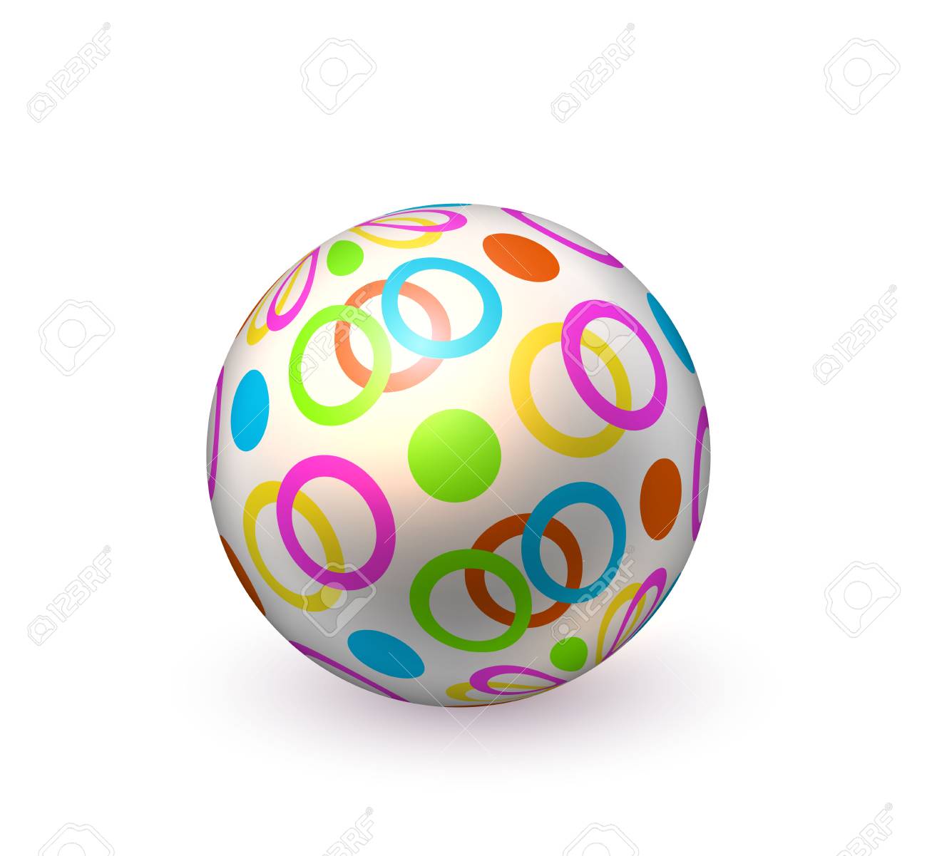 現実的なインフレータブルボール カラフルなドットサークルビーチボール プールバウンス 休日の夏の遊び のイラスト素材 ベクタ Image