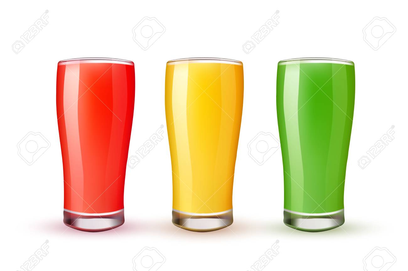 Realistic Juice Glass Set Orange Pineapple Lemonade Strawberry Royalty Free Cliparts Vectors And Stock Illustration Image 97271444