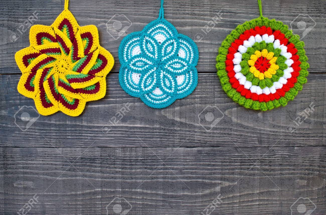Crochet Kitchen Accessories Pot Holders Three Crocheted