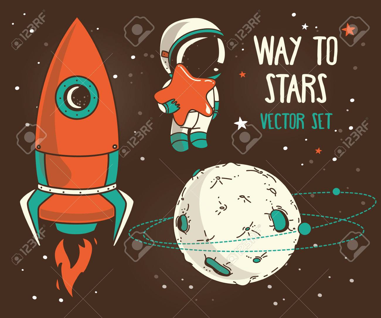 Cute Hand Drawn Elements For Cosmic Design: Planets