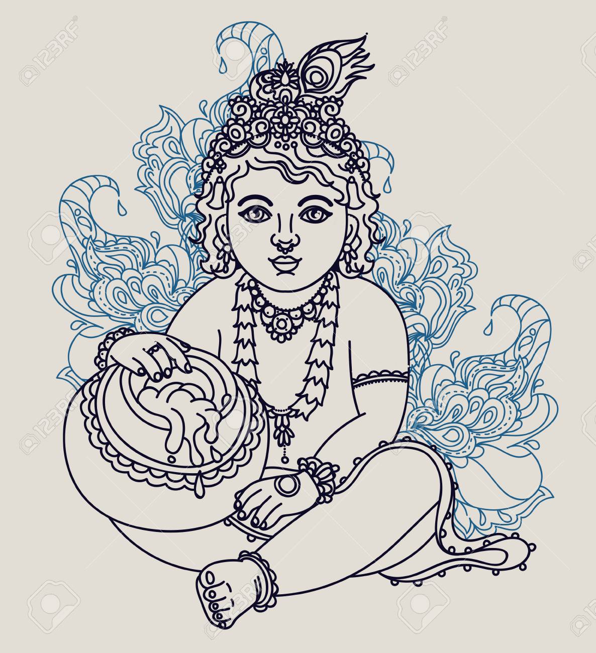 Little Krishna With A Pot Of Butter Can Be Used As Greeting Royalty Free Cliparts Vectors And Stock Illustration Image