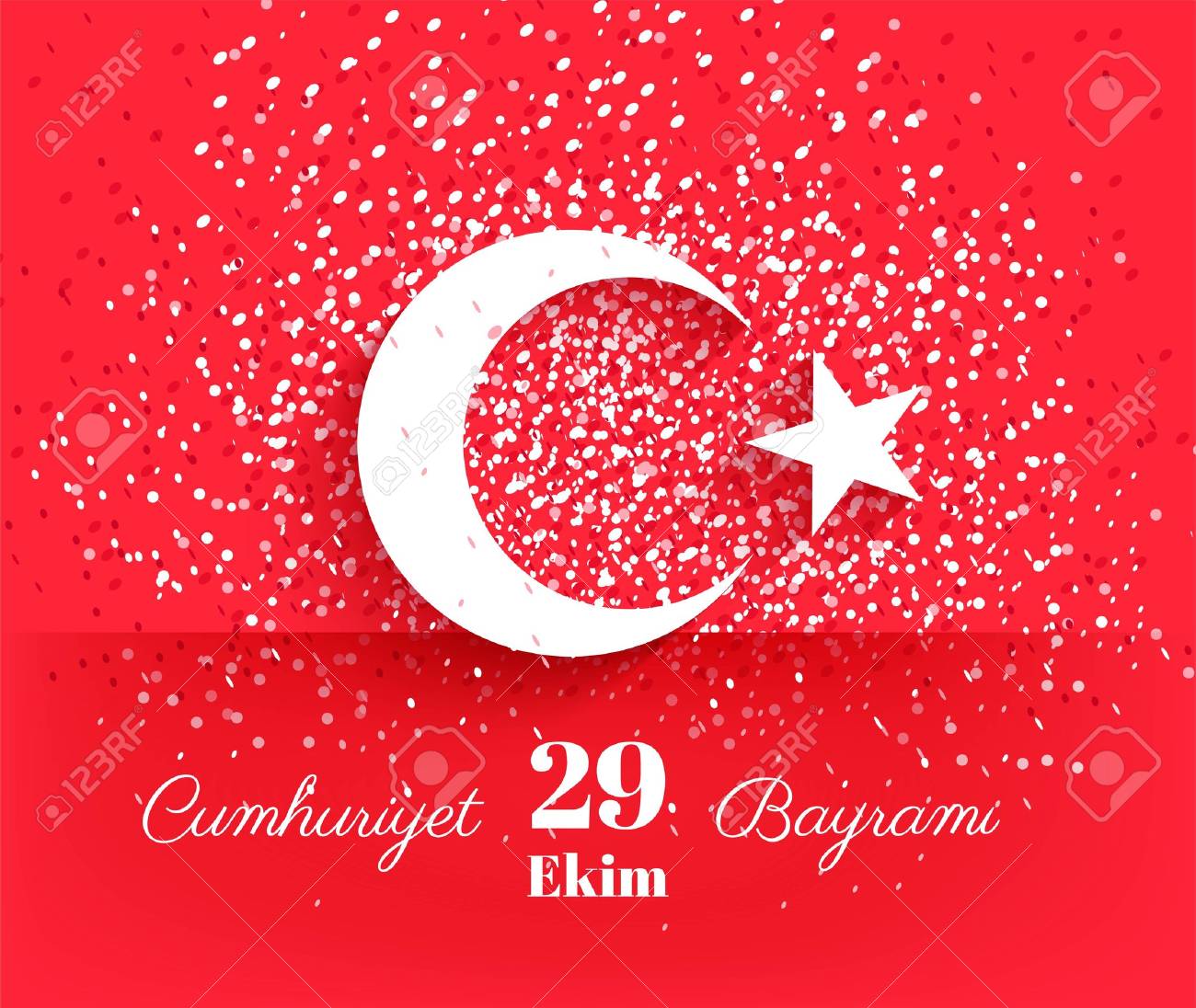 29 Ekim ジュムフリイェト Bayrami 日トルコ共和国 29 10 月共和国トルコとトルコの建国記念日 お祝いの背景にトルコ国旗 紙吹雪 のイラスト素材 ベクタ Image