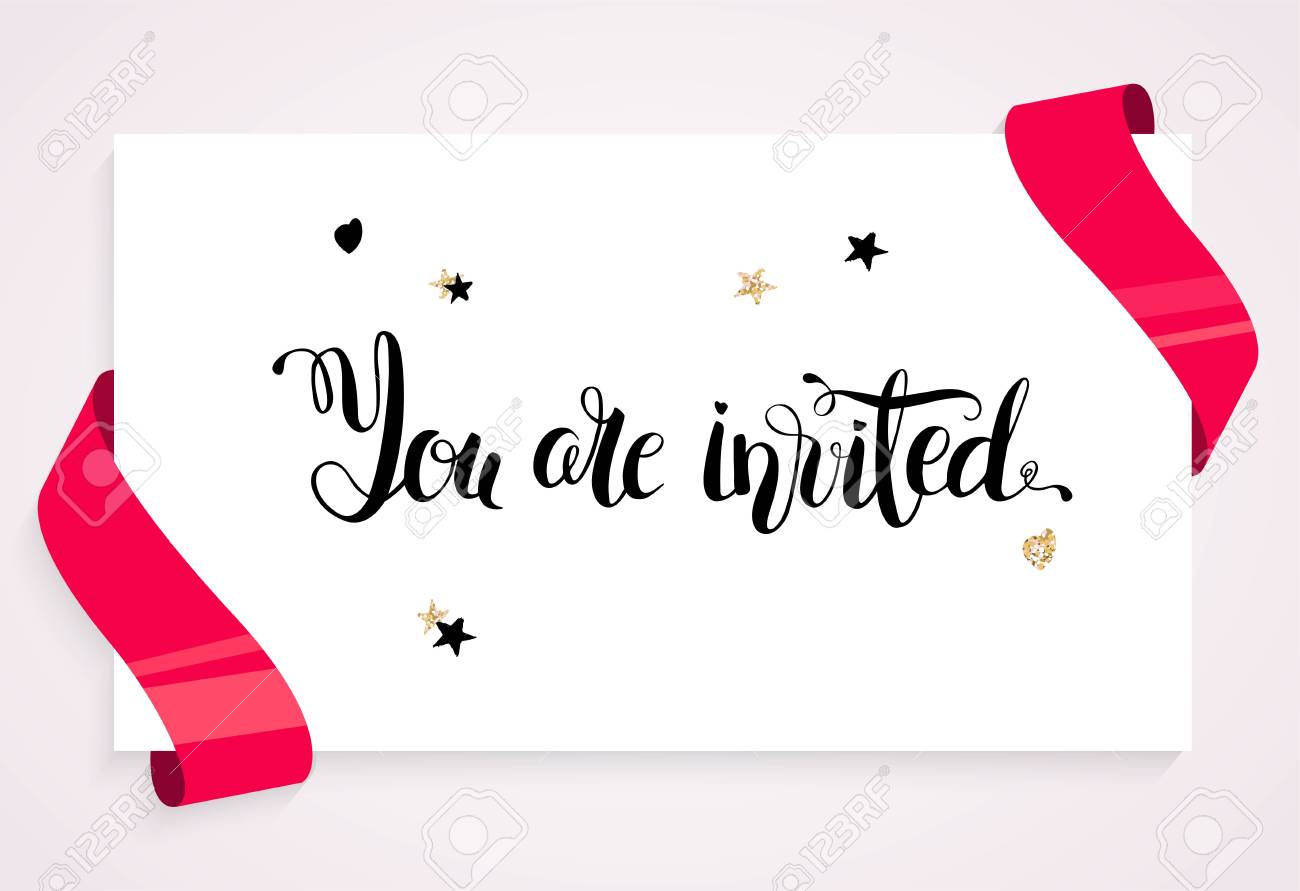 you are invitrd invitation card banner with balloons ribbons you are invited card