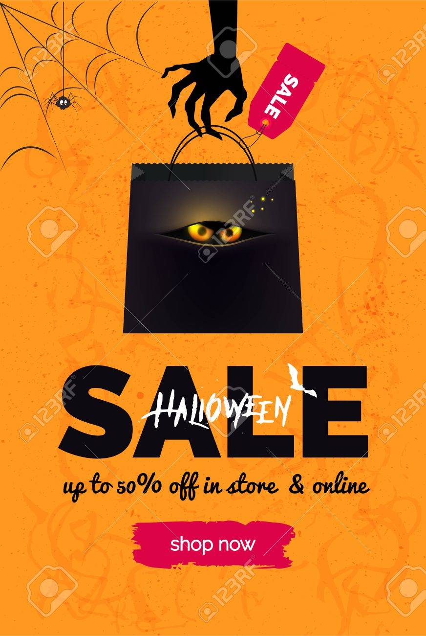 Halloween Sale Black And Orange Background Banner For Online Shopping Poster Design Halloween Sale Black And Orange Background Banner For Online Shopping Poster Design