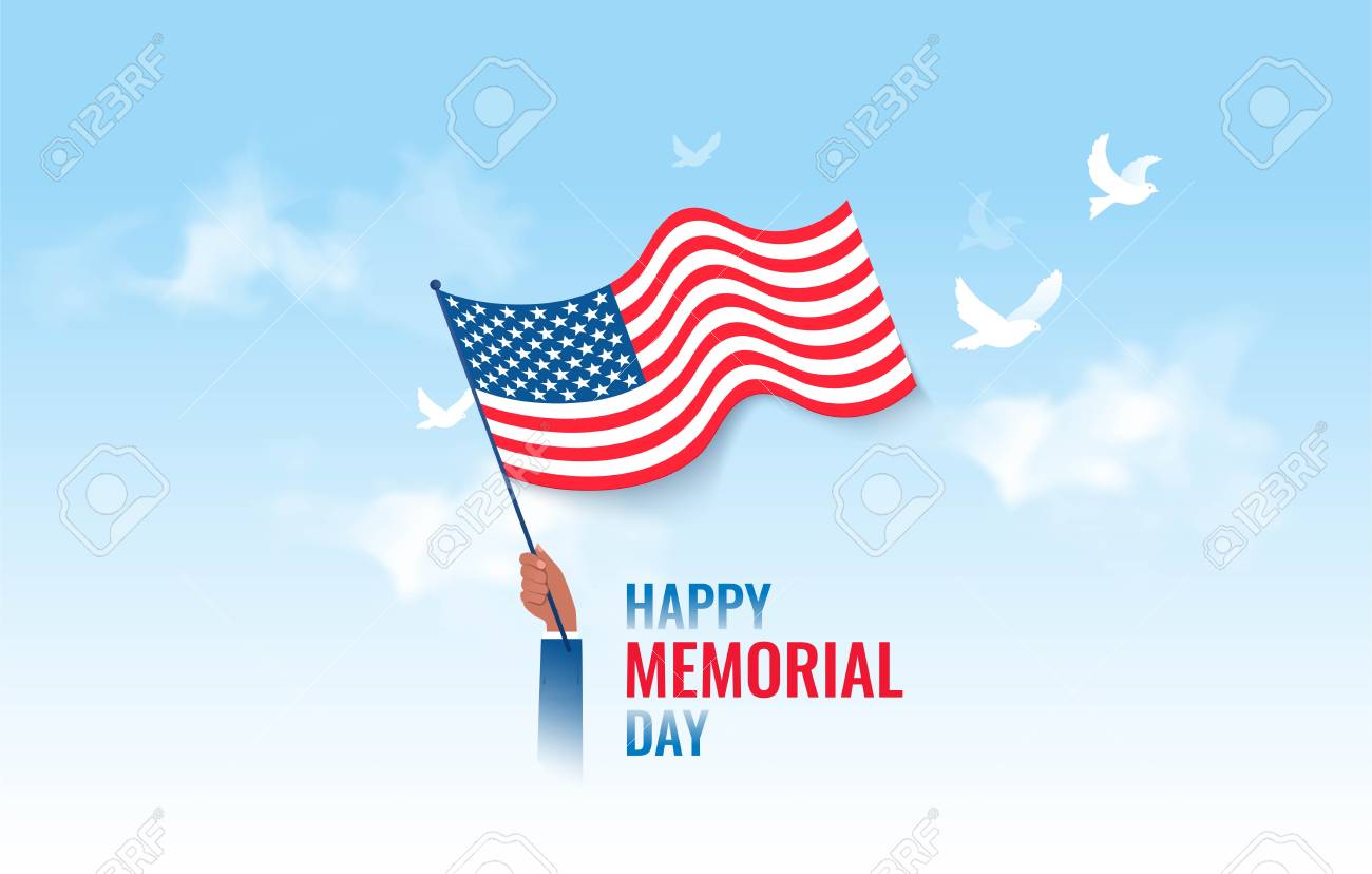 happy memorial day flyer banner or poster holiday background flag flyer