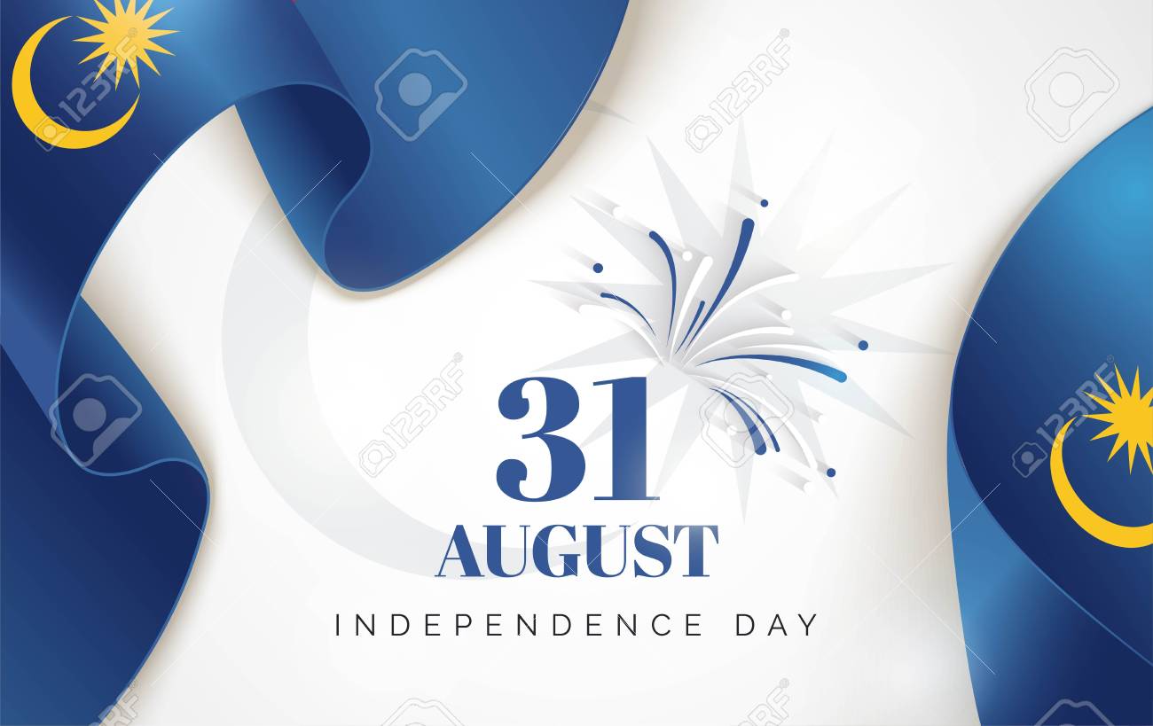 8月31日 国旗の色をテーマにしたマレーシア独立記念日の背景 旗と花火を振ったお祝いの旗 ベクターイラストのイラスト素材 ベクタ Image