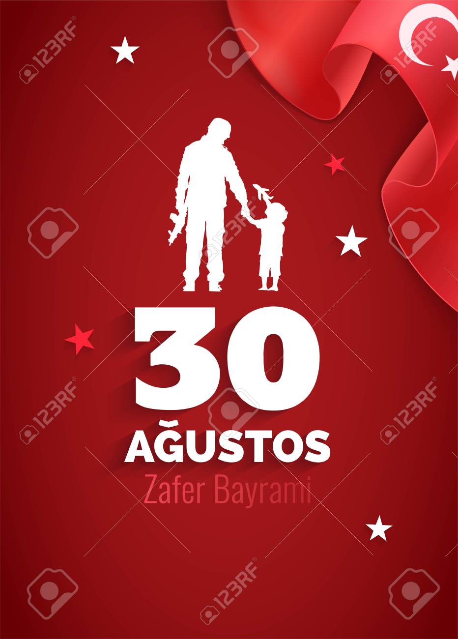 Vettoriale 30 Agosto Zafer Bayrami La Traduzione Inglese E Felice Giorno Della Vittoria Festa Nazionale Della Turchia Priorita Bassa Di Celebrazione Con Sventolando Bandiera E Soldato Silhouette Illustrazione Vettoriale Image