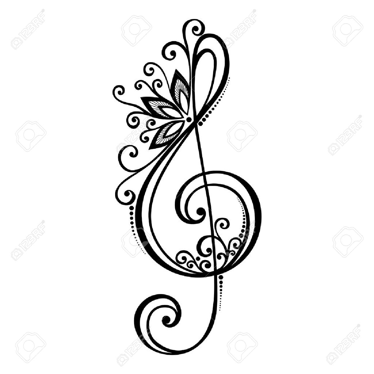 Vector Floral Decorative Treble Clef Patterned Musical Sign Royalty Free  SVG, Cliparts, Vectors, and Stock Illustration. Image 29778478., image size:1300x1300