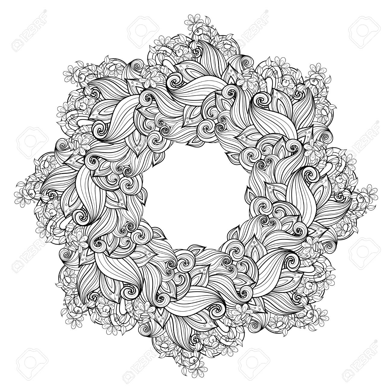 モノクロな花の背景のベクトル手には フローラル リースで飾りが描かれました グリーティング カード用のテンプレートのイラスト素材 ベクタ Image モノクロな花の背景のベクトル手には フローラル リースで飾りが描かれました グリーティング カード用のテンプレートのイラスト素材 ベクタ Image