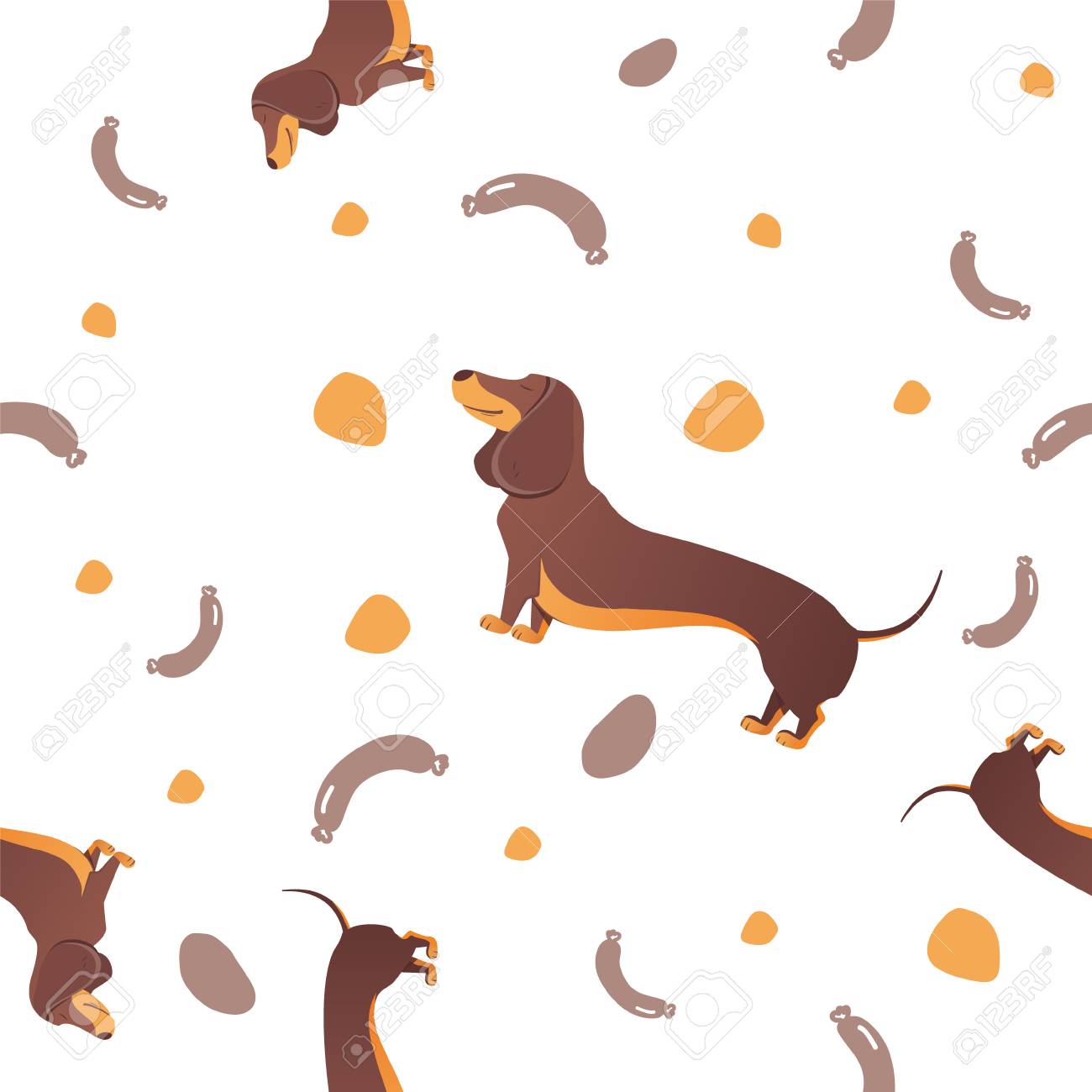 simple modern seamless pattern with dog and sausage cartoon