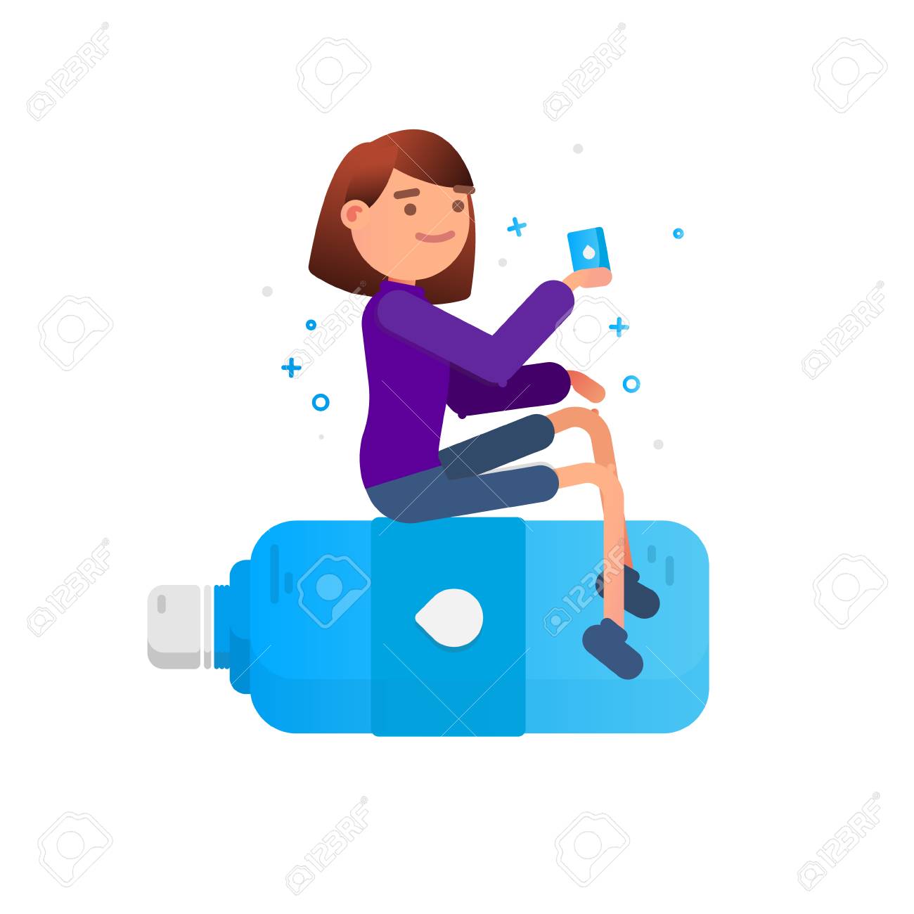 Mujer Bebe Agua Concepto De Agua Potable Saludable Ilustracion De Dibujos Animados De Estilo Plano De Vector Aislado Sobre Fondo Blanco Ilustraciones Vectoriales Clip Art Vectorizado Libre De Derechos Image