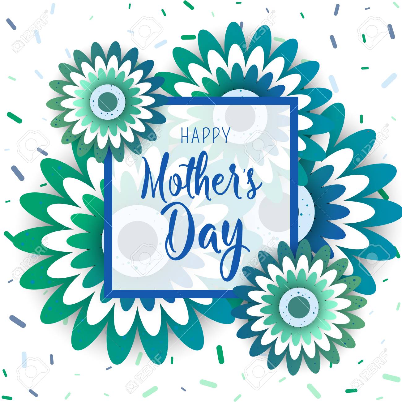 template design poster for happy mothers day with bright flowers trendy design template vector