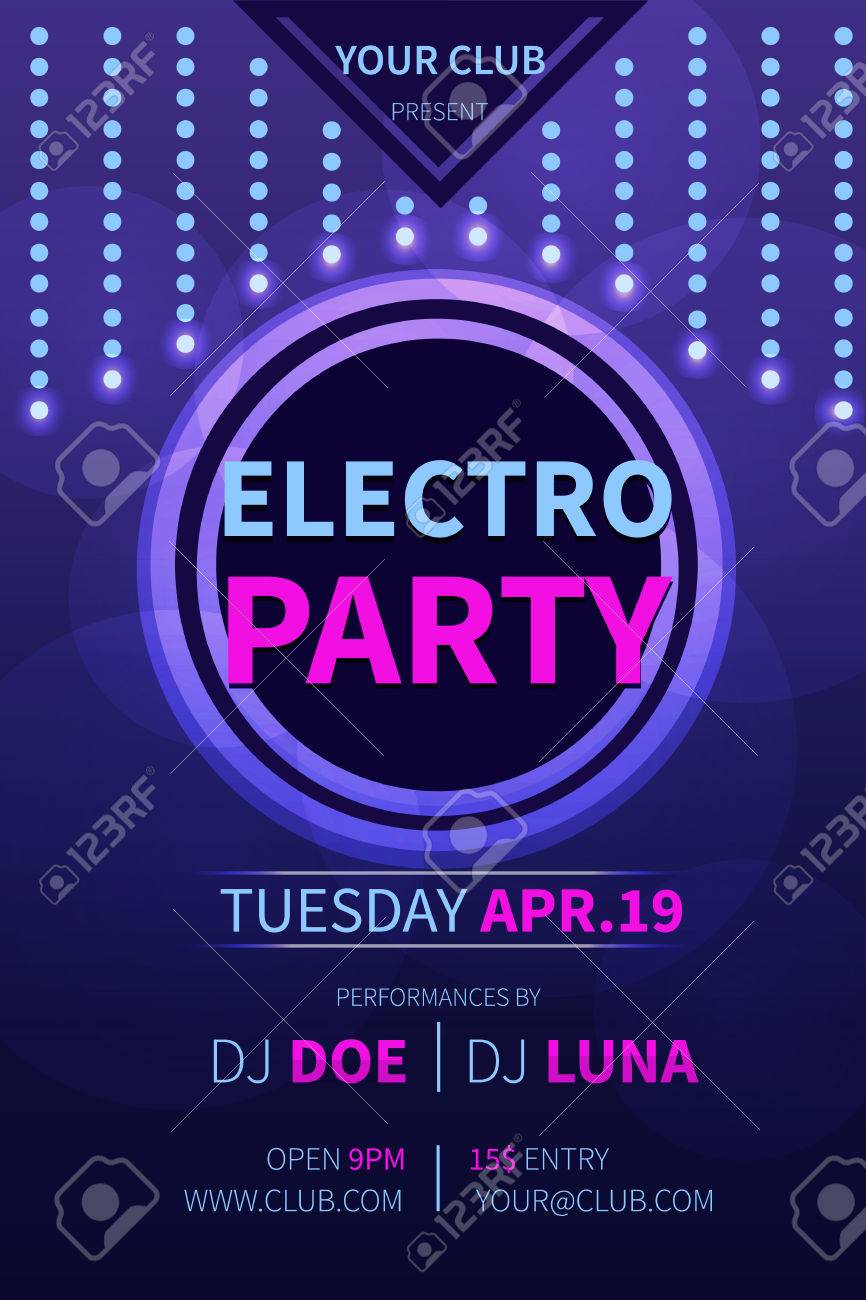 vector electro party flyer template abstract party invitation