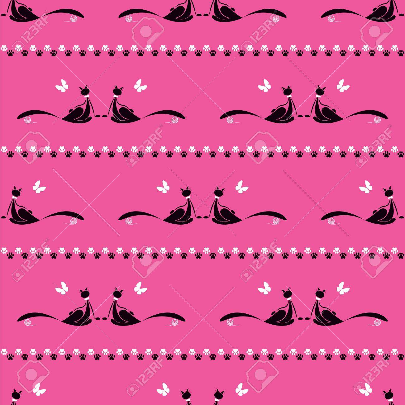 Seamless Silhouette De Chat Modele Avec Le Papillon Clip Art Libres De Droits Vecteurs Et Illustration Image Seamless Silhouette De Chat Modele Avec Le Papillon Clip Art Libres De Droits Vecteurs Et Illustration Image